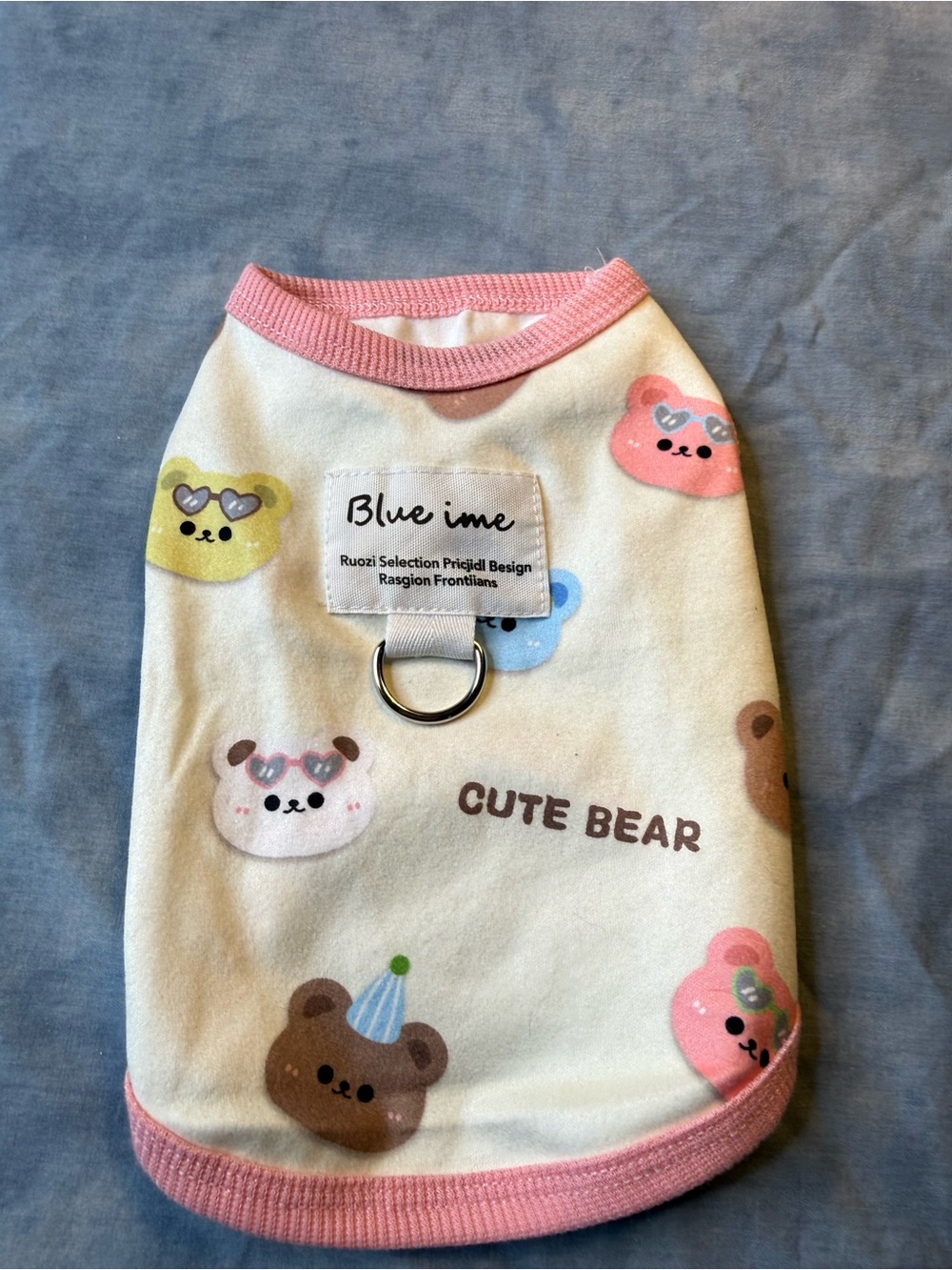 Cute Bear Pink Trim Dog Tee or cat tee